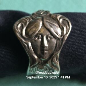 Antique 1900s Daphne Spoon Ring Sterling Silver Statement Piece Handmade #101